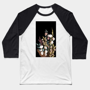 Black Cotton Floral Celestes Studio© Baseball T-Shirt